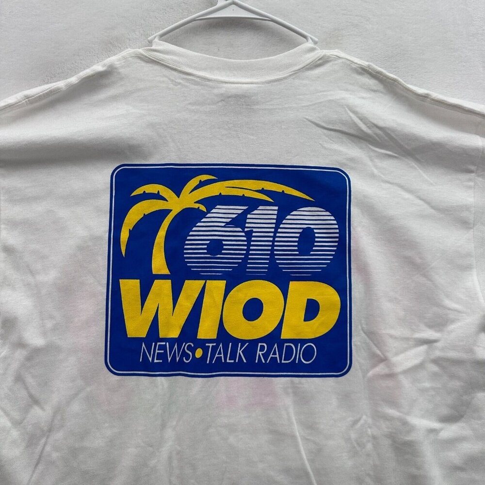 Vintage Lee T Shirt Mens XL White 610 WIOD News Talk Raido Promo 90s Retro - Picture 6 of 7